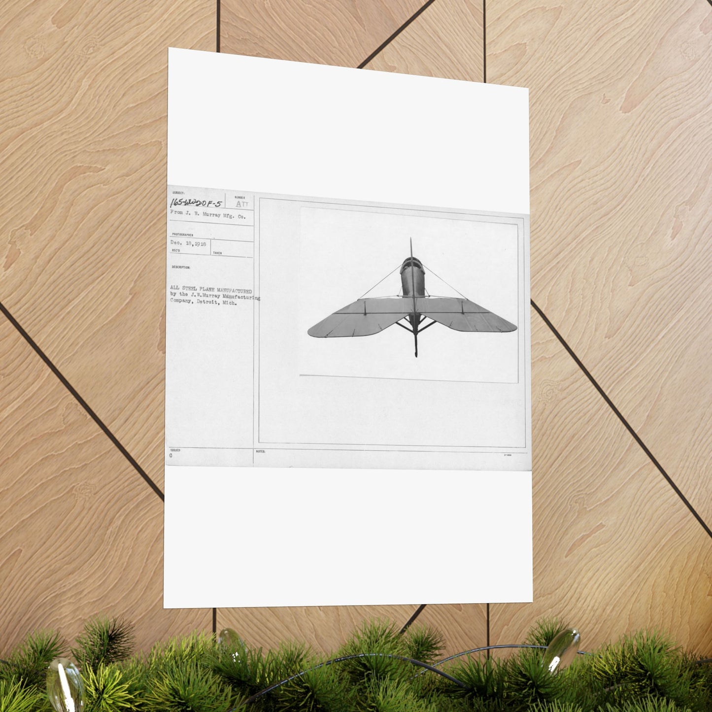 Patent drawing - Airplanes - Types - All steel manufactured by the J.W. Murray Manufacturing Company, Detroit, Michigan Public domain image High Quality Matte Wall Art Poster for Home, Office, Classroom