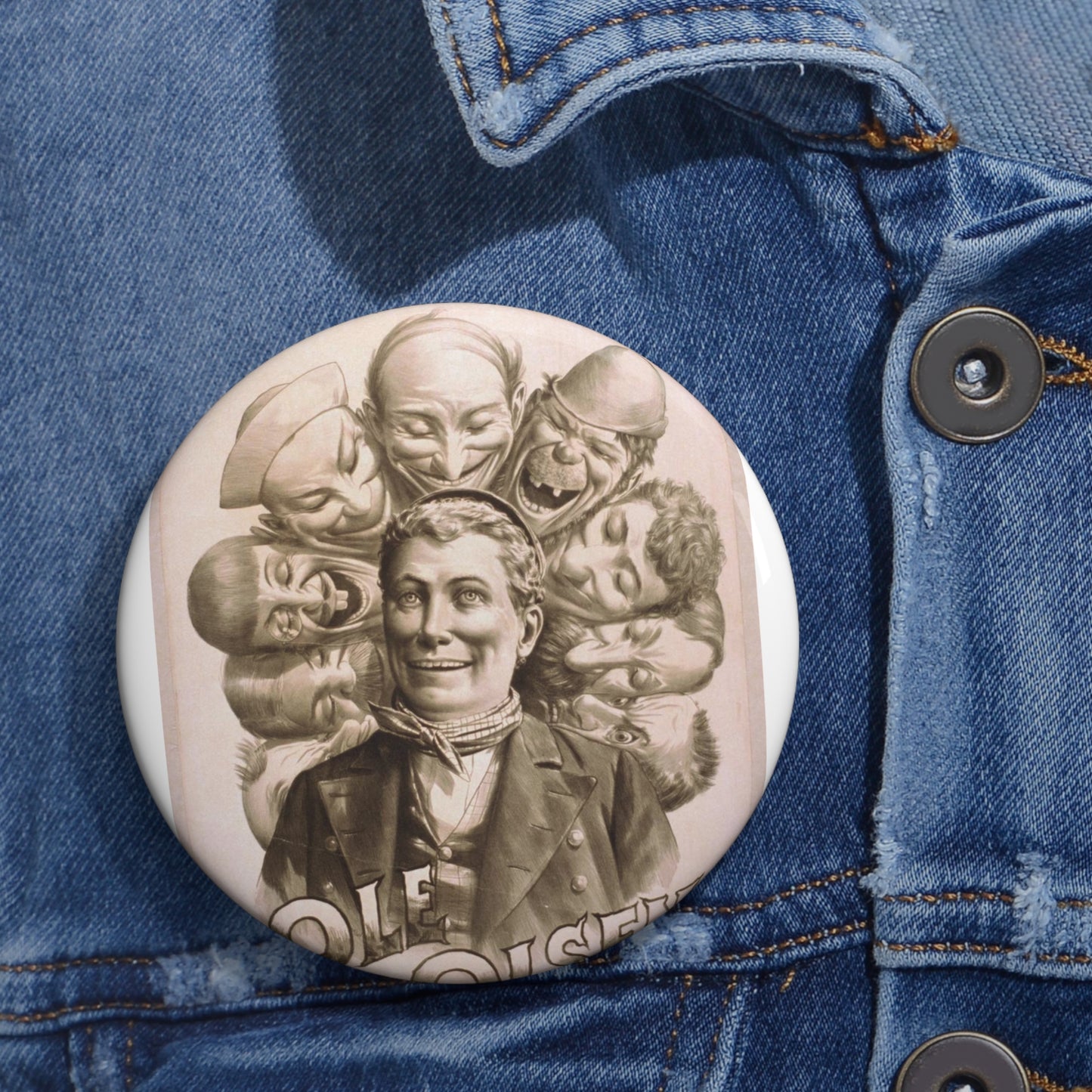 Poster - The comedy novelty, Ole Olson - Public domain lithograph Pin Buttons with Crisp Design