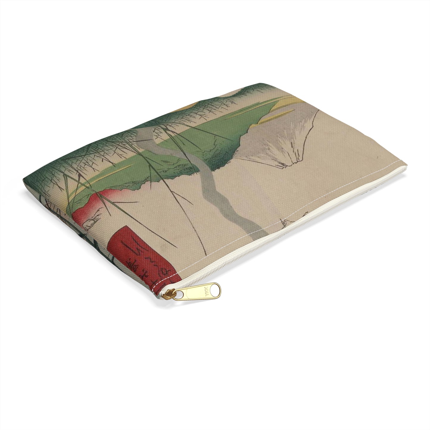 18 - The Sagami River - A painting of a man standing on a boat in a body of water Large Organizer Pouch with Black Zipper