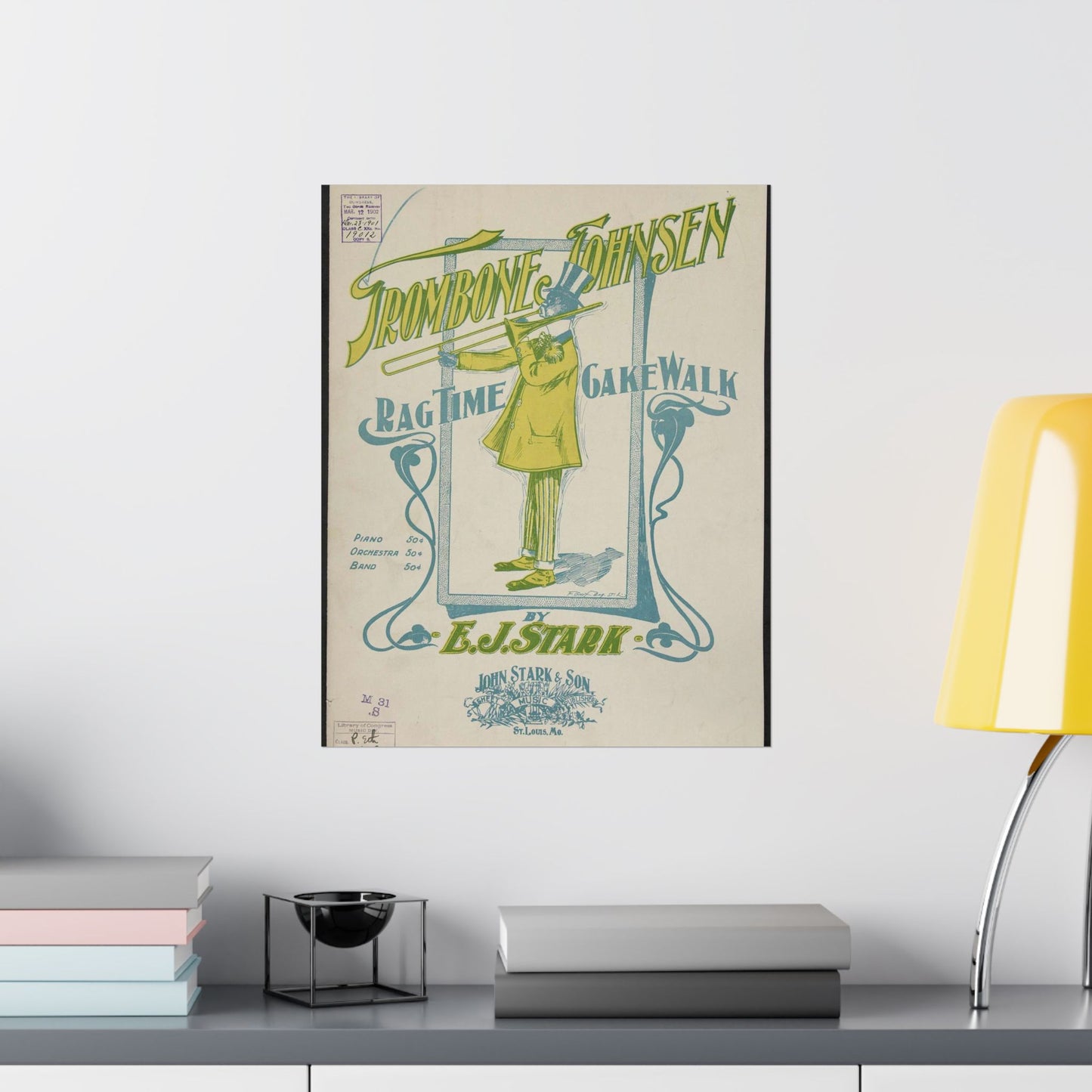 Trombone Johnsen, a Ragtime cake walk - Ragtime music High Quality Matte Wall Art Poster for Home, Office, Classroom