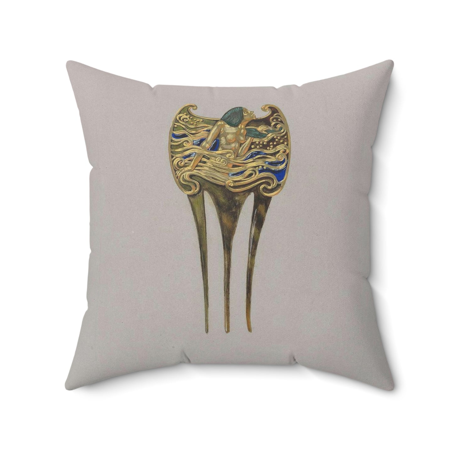 Drawing, Design for a Nymph Comb, ca. 1900 (CH 18384865-3) Decorative Accent Square Pillow