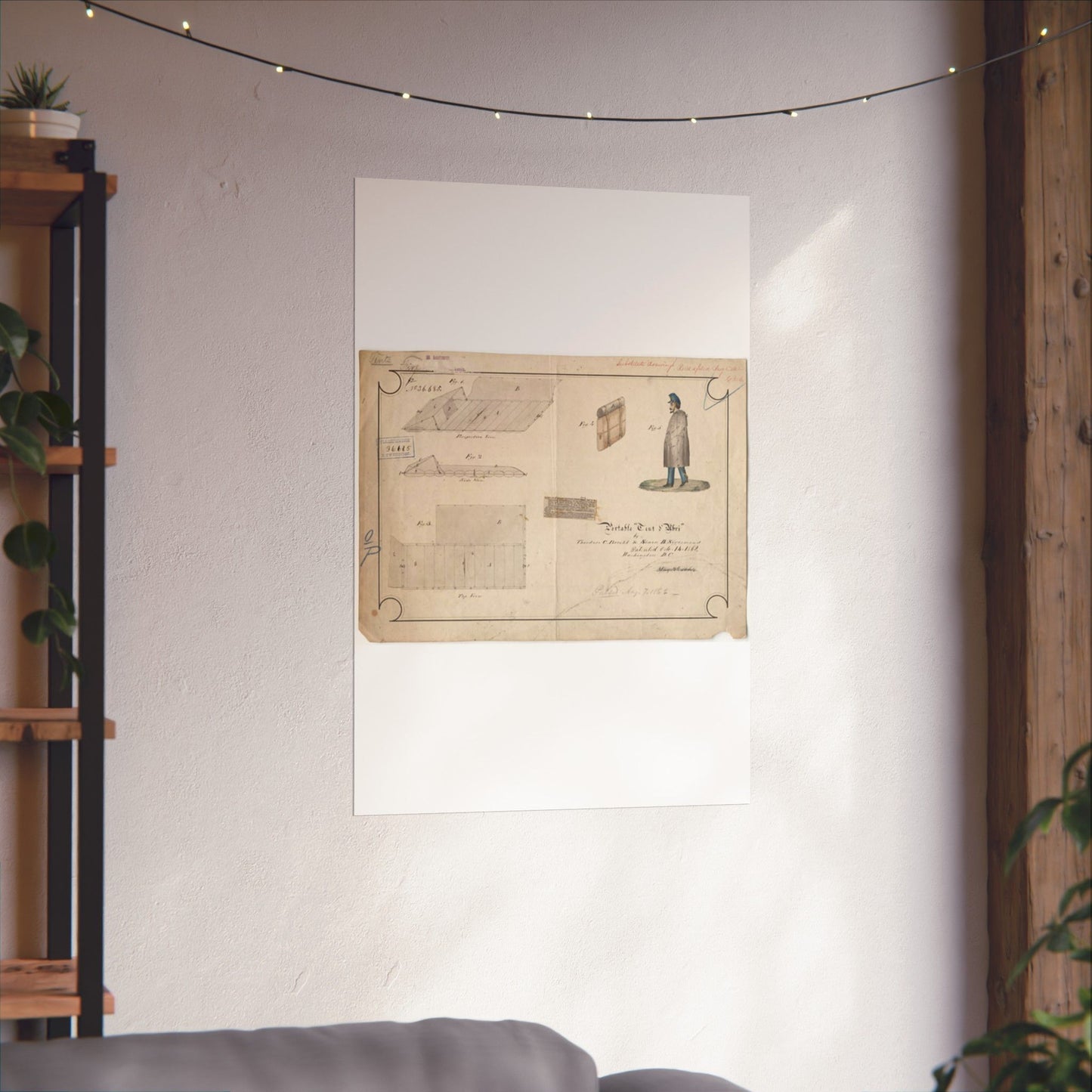 Patent drawing - Drawing of Portable Tent and Abri Public domain image High Quality Matte Wall Art Poster for Home, Office, Classroom