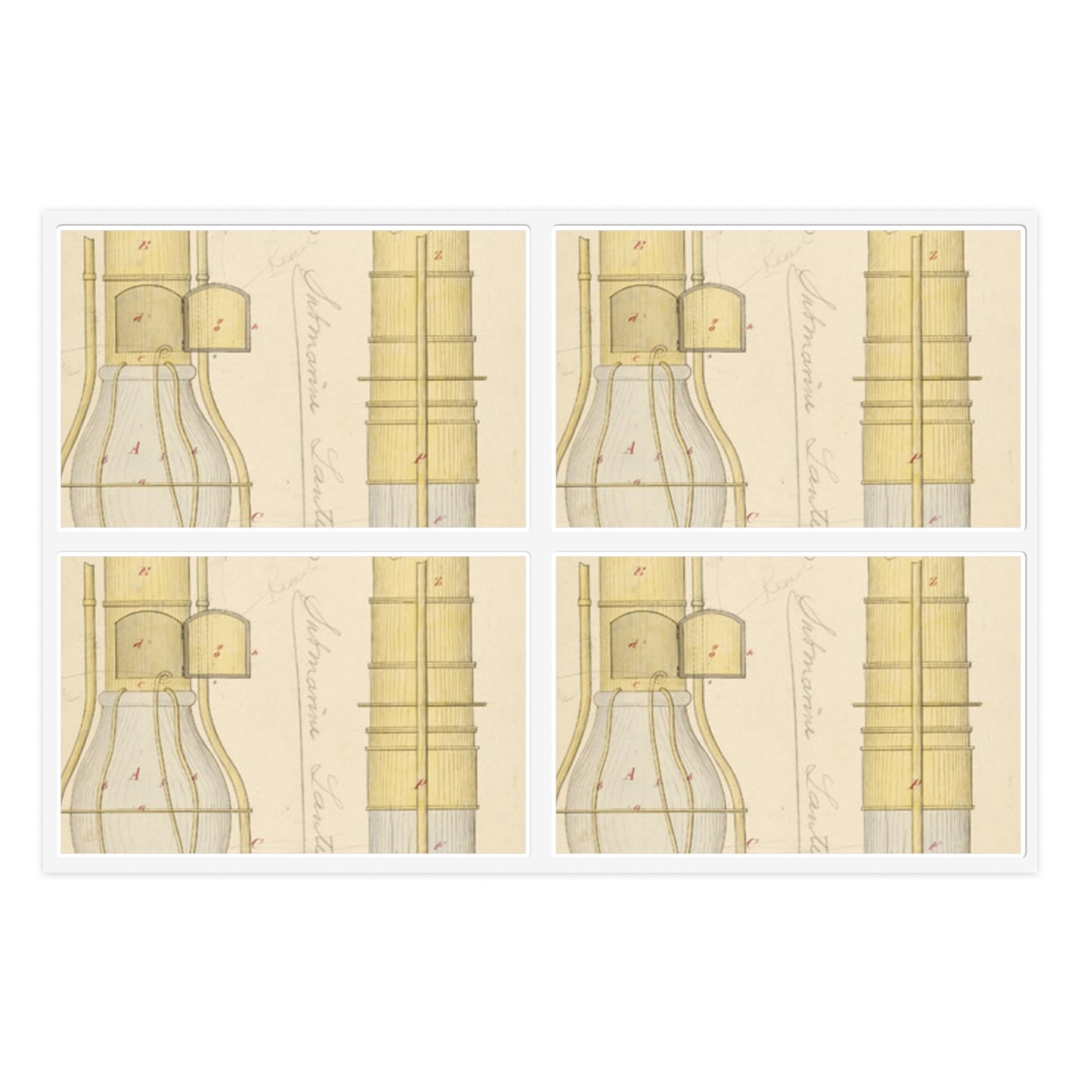Patent drawing - Drawing of Submarine Telescope Public domain image Laminated UV Protective Vinyl Stickers