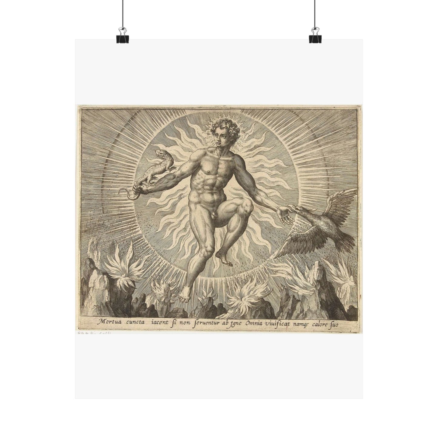 Adriaen Collaert - Vuur - Engraving, Public domain image High Quality Matte Wall Art Poster for Home, Office, Classroom