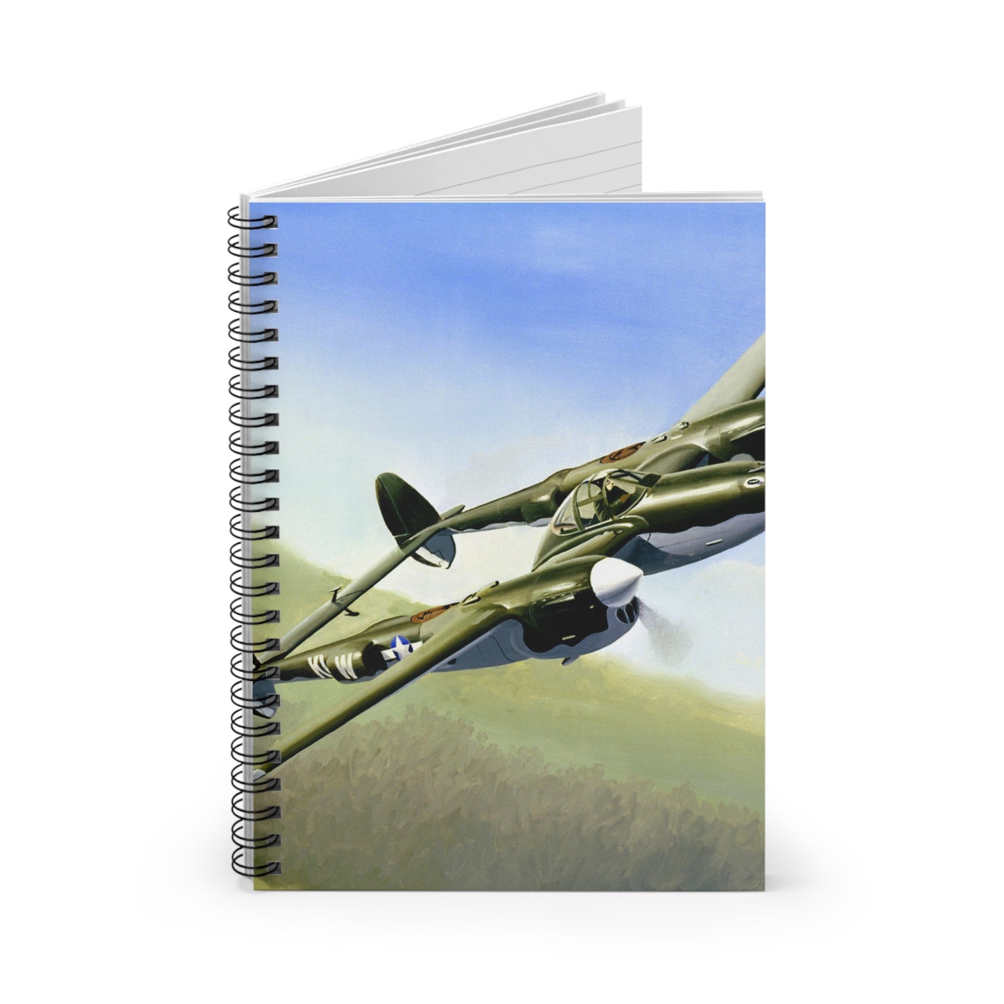 Artwork: "P-38 Lightning Artist: Dick Kramer (US Air Force Art Collection) Spiral Bound Ruled Notebook with Printed Cover