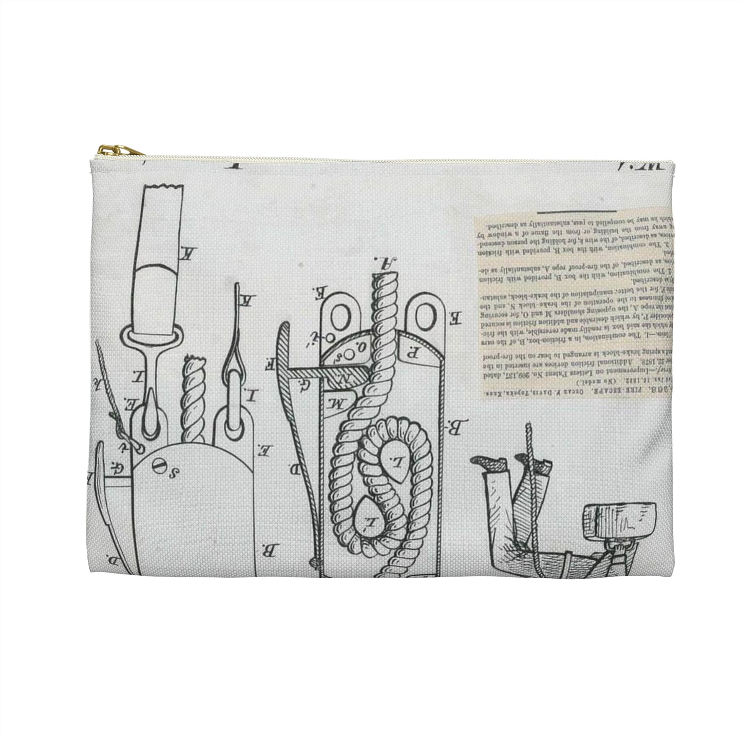 Patent Drawing of Engine - for O. F. Davis' Fire Escape Public domain image Large Organizer Pouch with Black Zipper