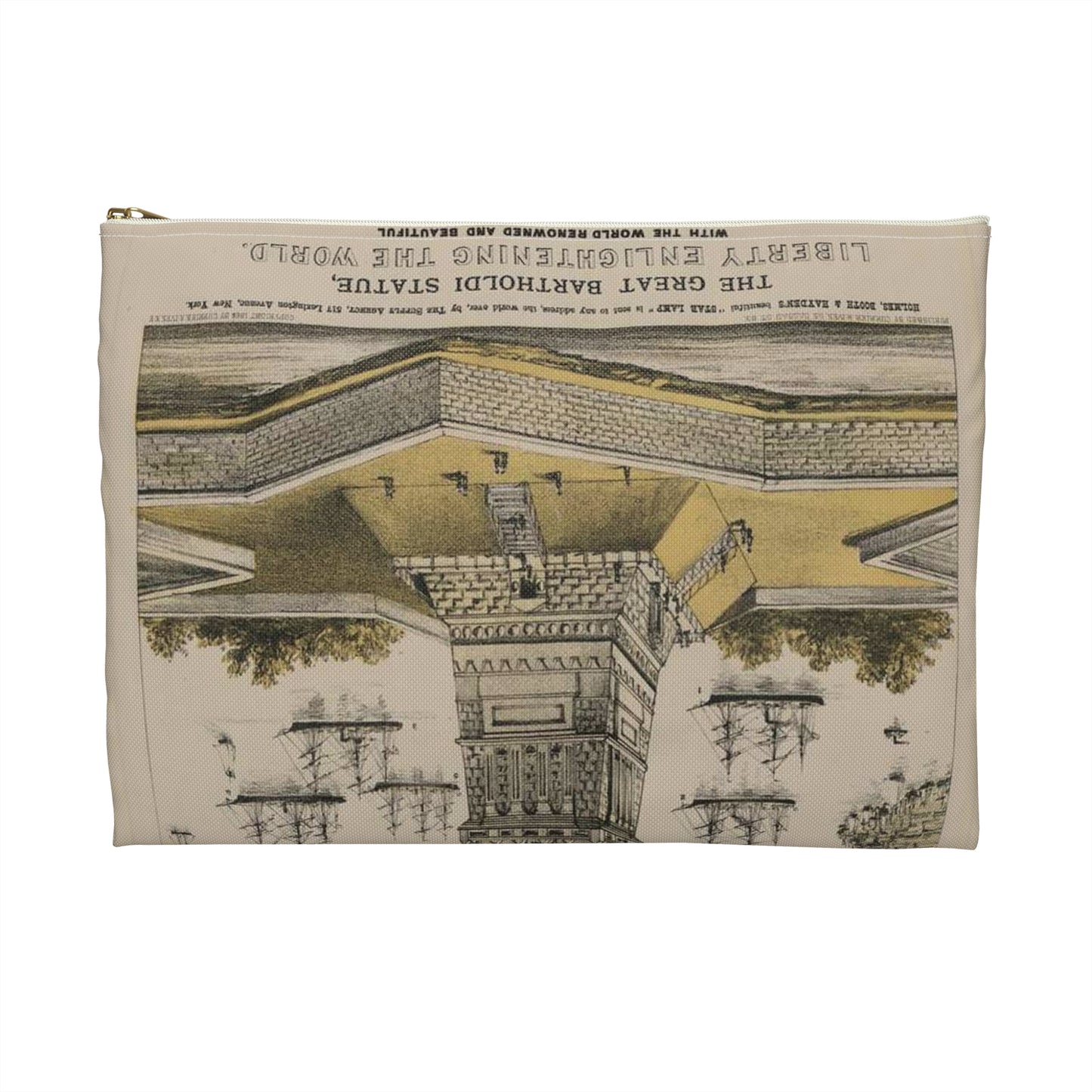 The great Bartholdi statue, Liberty enlightening the world with the world renowned and beautiful Star Lamp. Large Organizer Pouch with Black Zipper