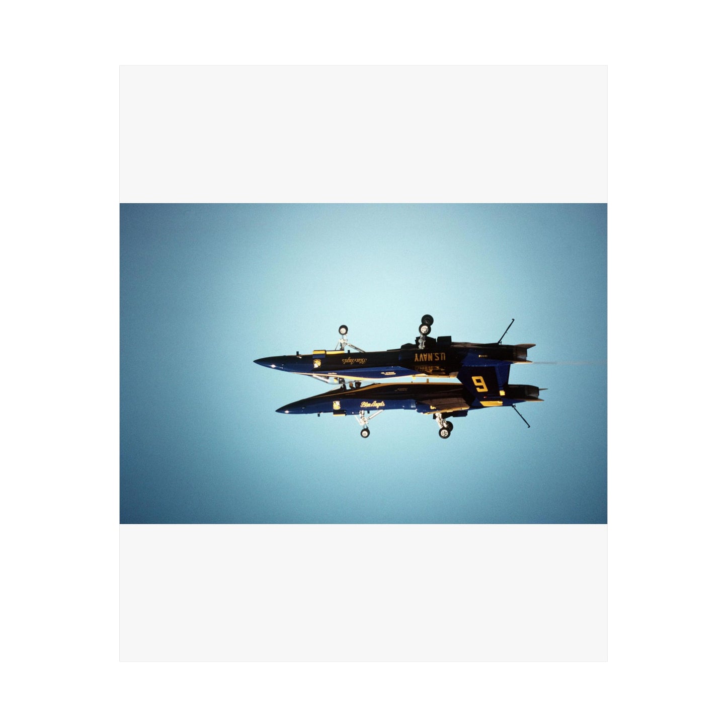 Two F/A-18A Hornet aircraft of the Blue Angels Flight Demonstration Squadron execute the Fortus maneuver during an air show High Quality Matte Wall Art Poster for Home, Office, Classroom