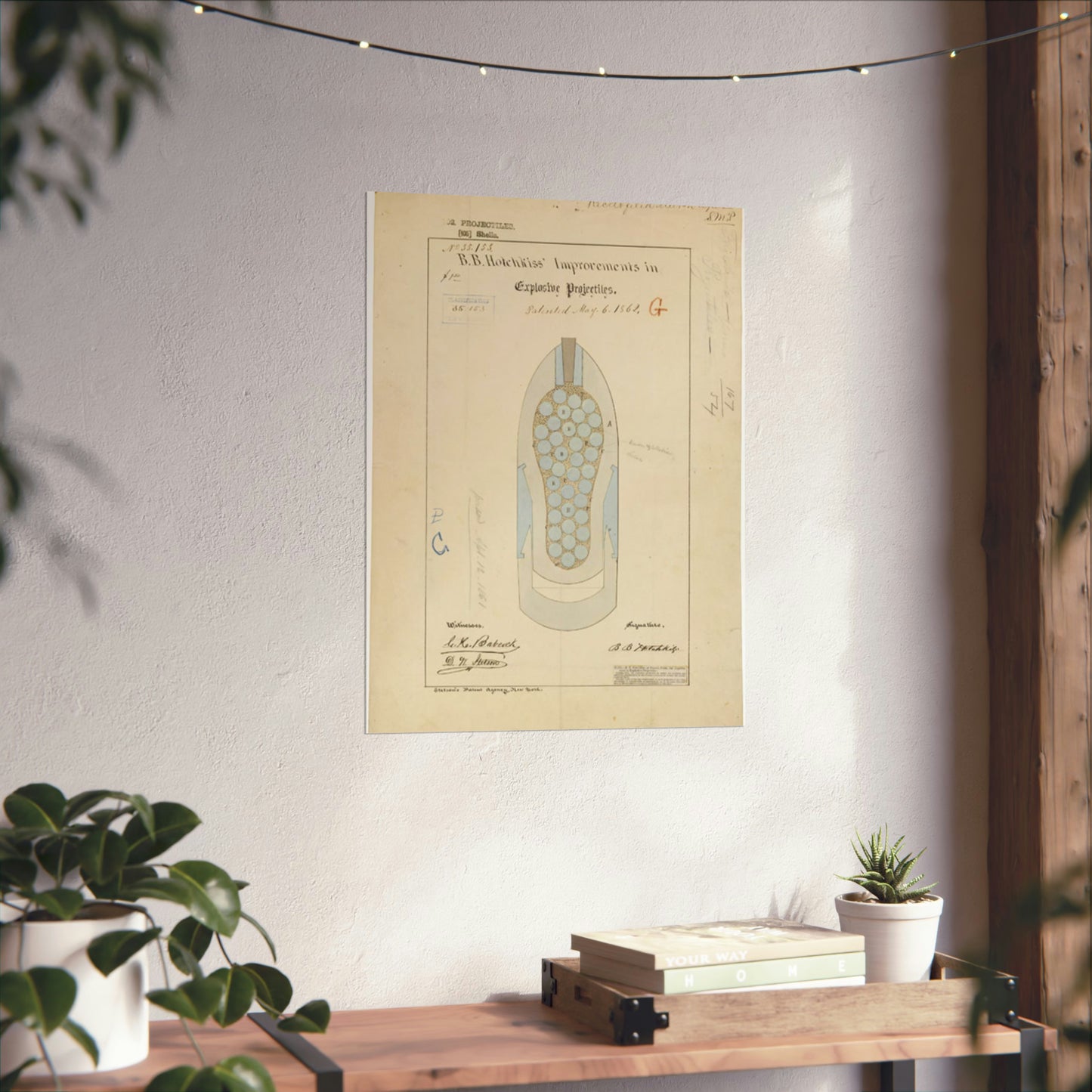 Patent drawing - Drawing of Improvements in Explosive Projectiles Public domain image High Quality Matte Wall Art Poster for Home, Office, Classroom