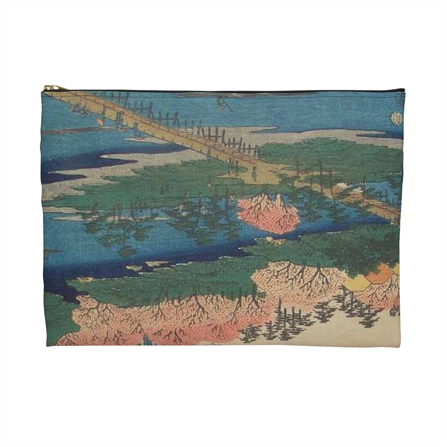 Hiroshige Yamashiro Arashiyama, Utagawa Hiroshige Large Organizer Pouch with Black Zipper