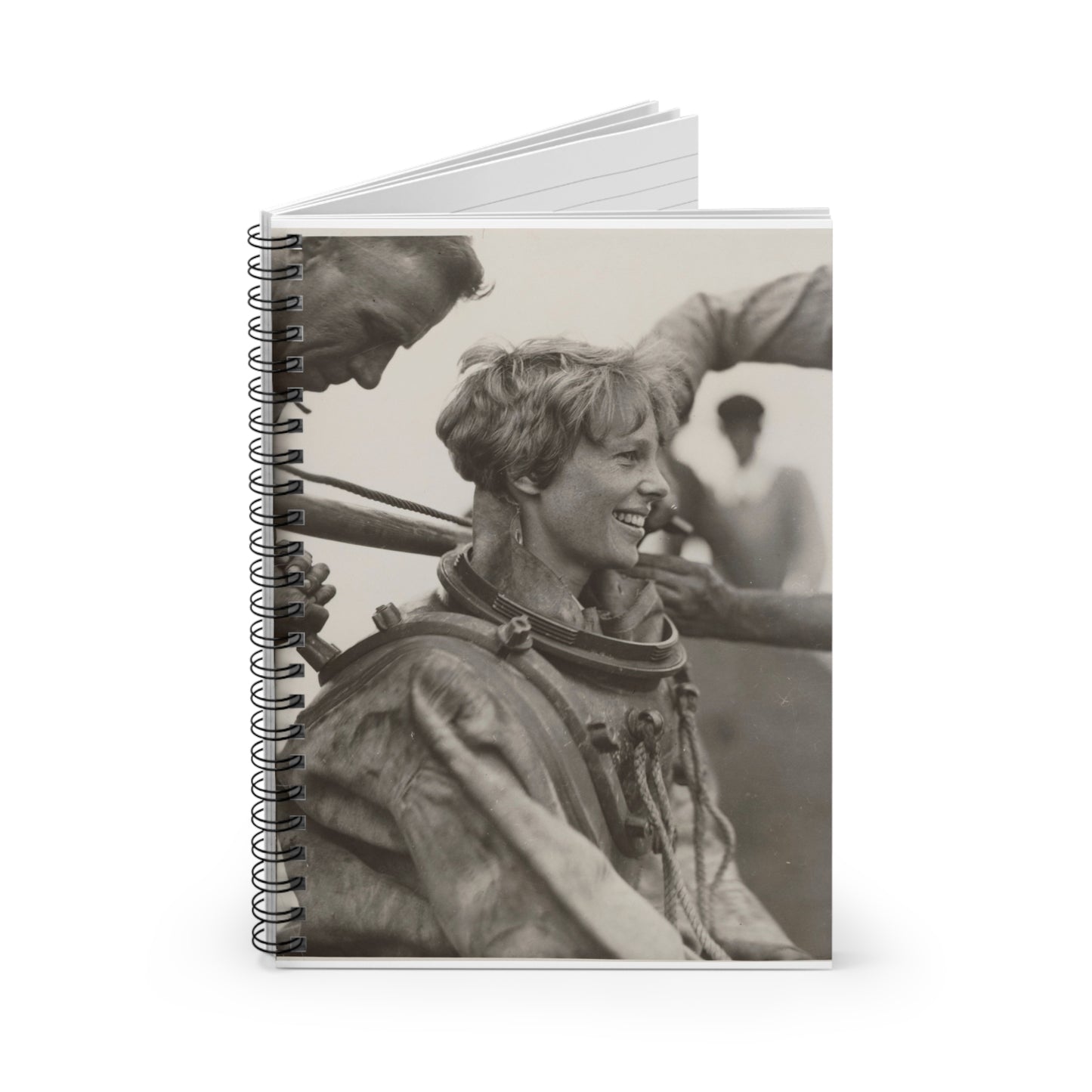 Amelia Earhart Deep Sea Diving off Block Island Spiral Bound Ruled Notebook with Printed Cover