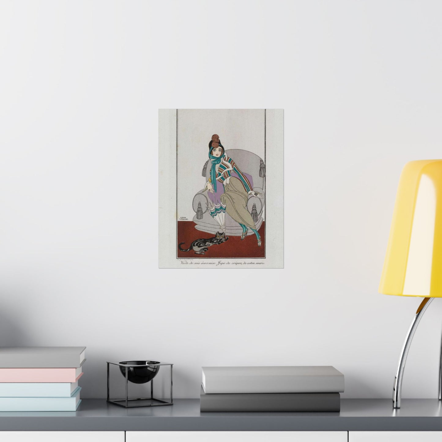 Jacket and skirt (Veste de soie écossaise. Jupe de crépon de coton souris) (CBL WEp 0946) High Quality Matte Wall Art Poster for Home, Office, Classroom