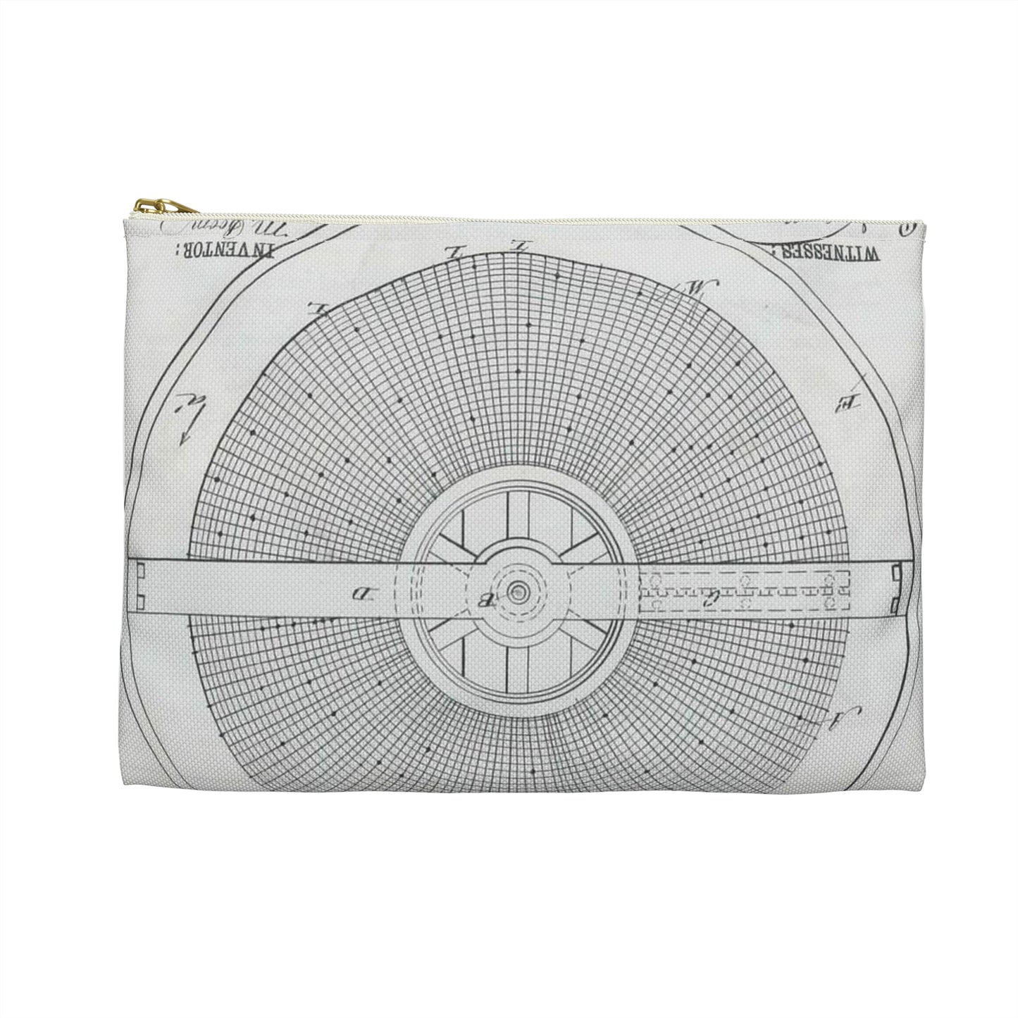 Patent Drawing of Engine - for M. Boom's Music Box Public domain image Large Organizer Pouch with Black Zipper