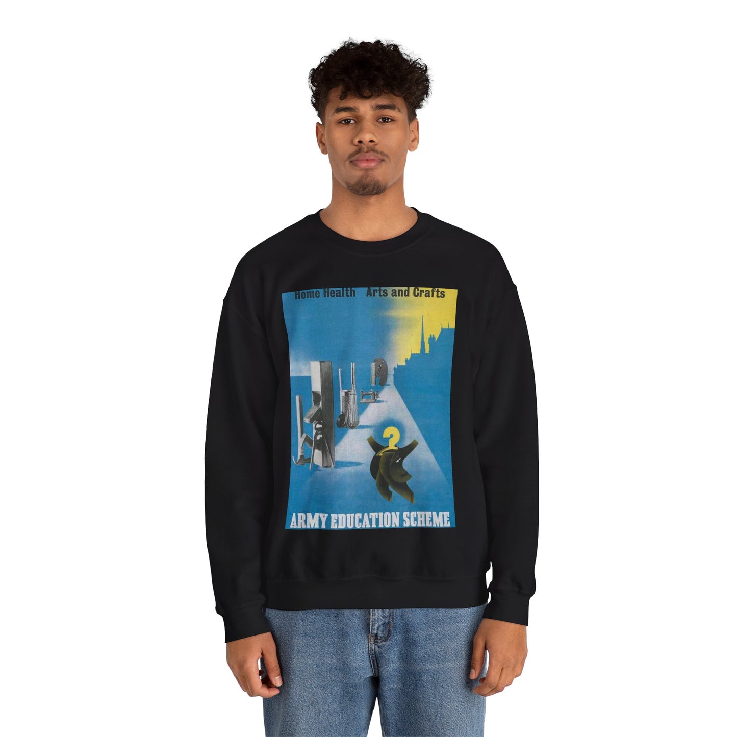 Army Education Scheme - Home Health - Arts and Crafts Art.IWMPST2958 Black Heavy Blend Adult Crew Neck SweatShirt