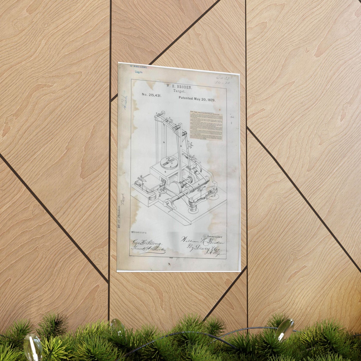 Patent drawing - for W. H. Broden's Target Public domain image High Quality Matte Wall Art Poster for Home, Office, Classroom