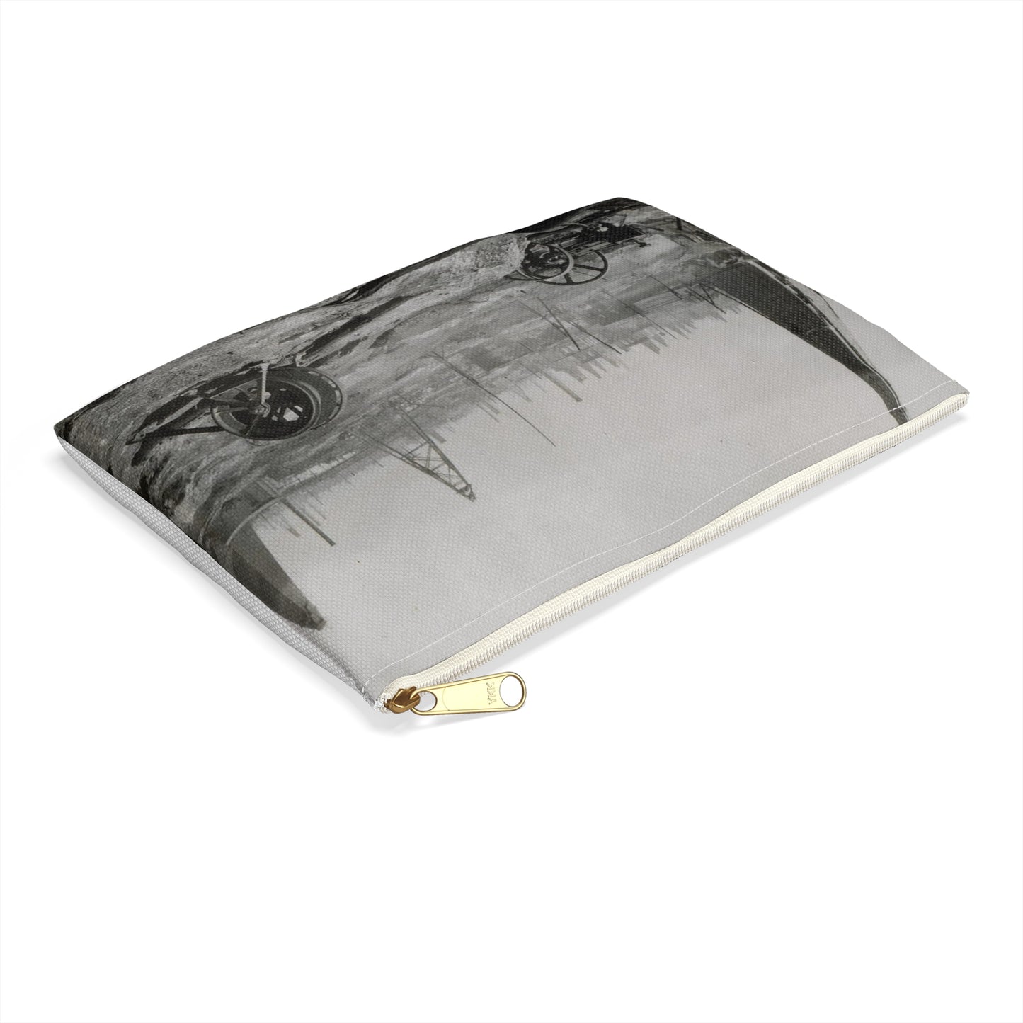 Baku. Oil production. - Drawing. Public domain image. Large Organizer Pouch with Black Zipper