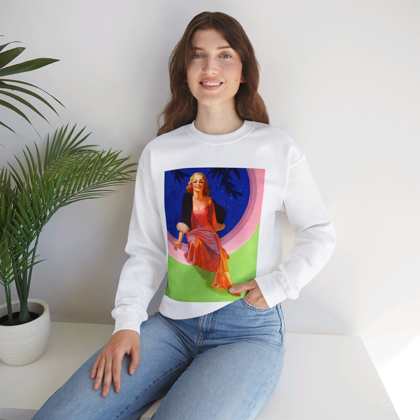 “Smiling Through”, painting by Edward Mason Eggleston, 1932 White Heavy Blend Adult Crew Neck SweatShirt