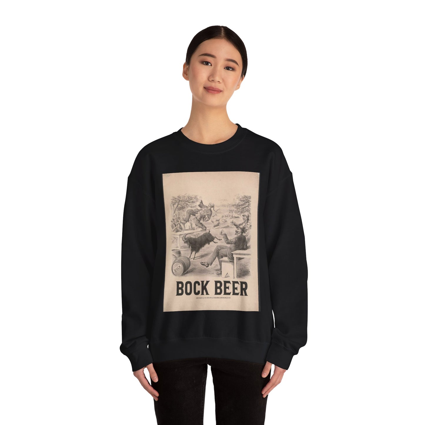 Bock beer - Print, Library of Congress collection Black Heavy Blend Adult Crew Neck SweatShirt