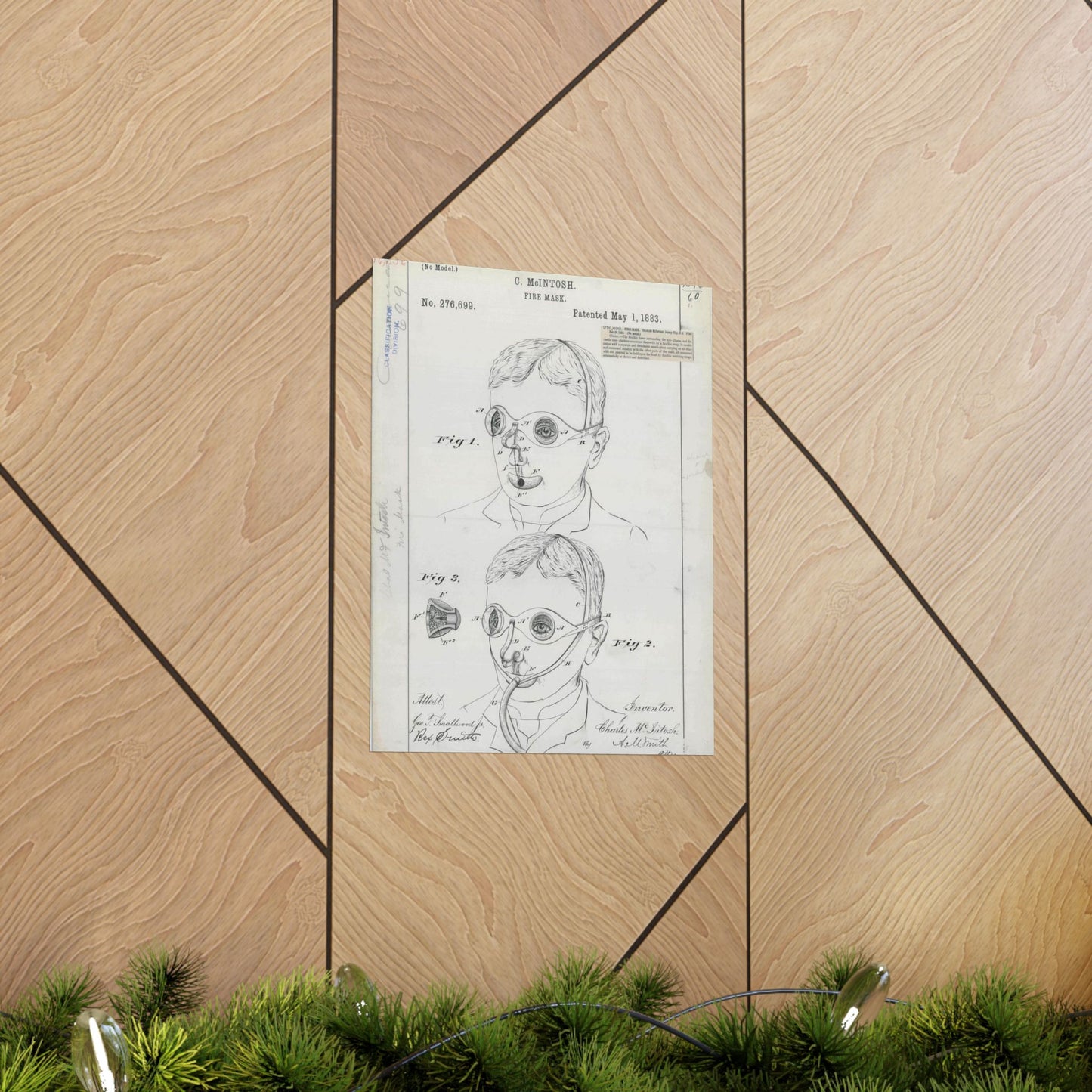 Patent drawing - for C. McIntosh's Fire Mask Public domain image High Quality Matte Wall Art Poster for Home, Office, Classroom