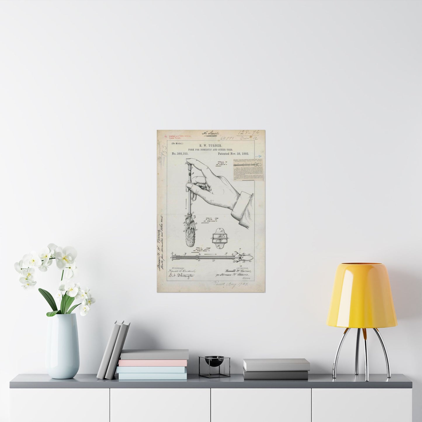 Patent drawing - for R. W. Turner's Fork for Domestic and Other Uses Public domain image High Quality Matte Wall Art Poster for Home, Office, Classroom