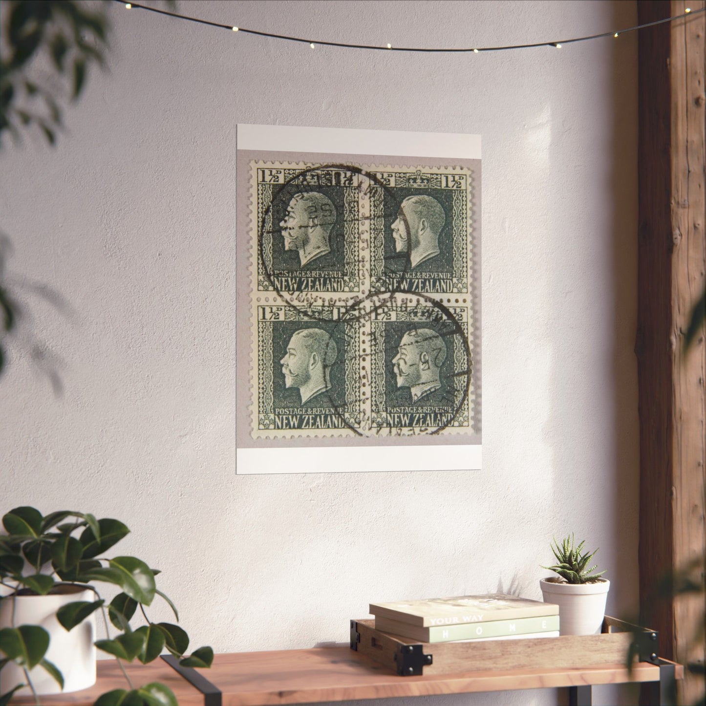 Block of one and a half penny 'King George V' definitive stamps in grey slate High Quality Matte Wall Art Poster for Home, Office, Classroom