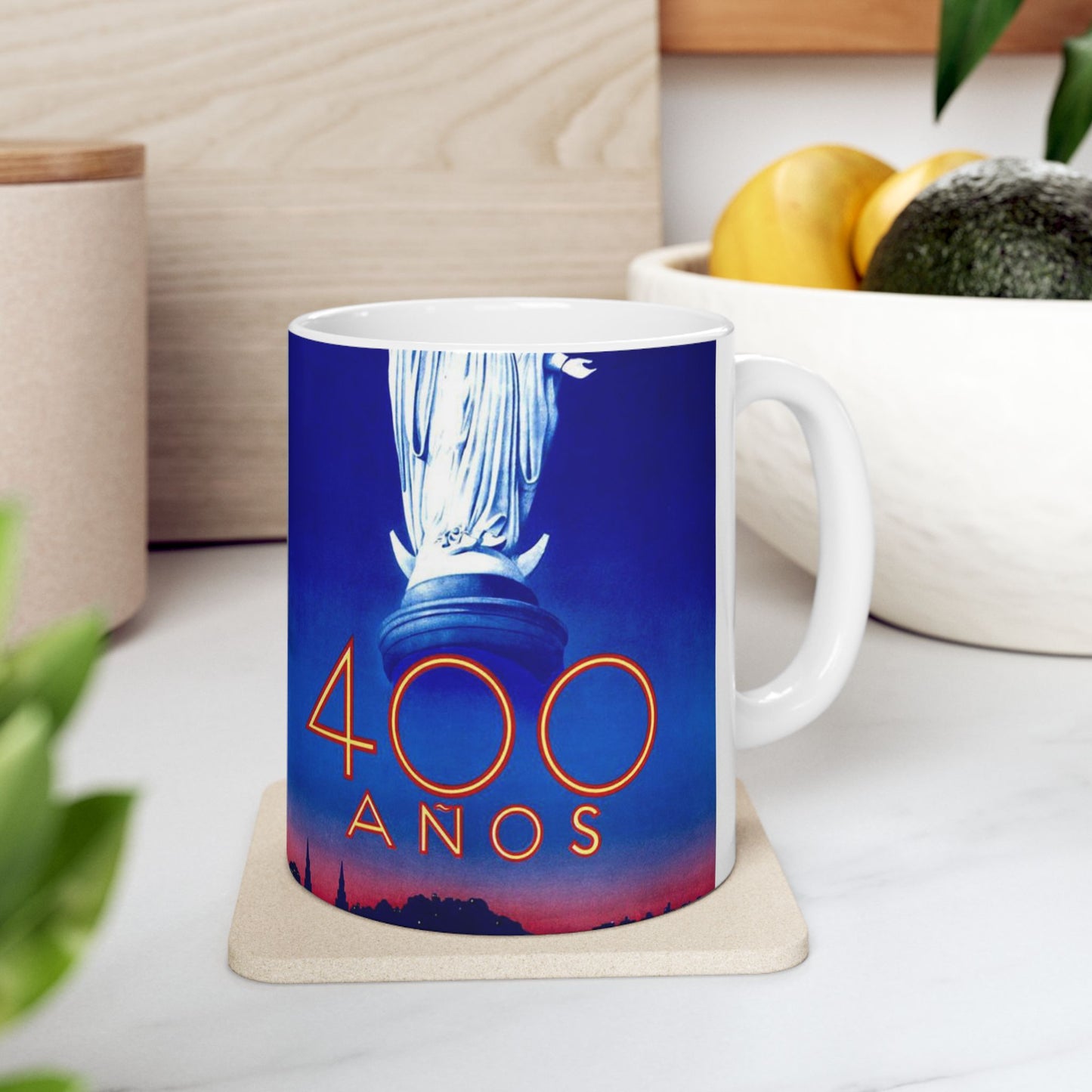 Santiago. Vintage Travel Poster., Art Deco Poster Beautiful Novelty Ceramic Coffee Mug 11oz