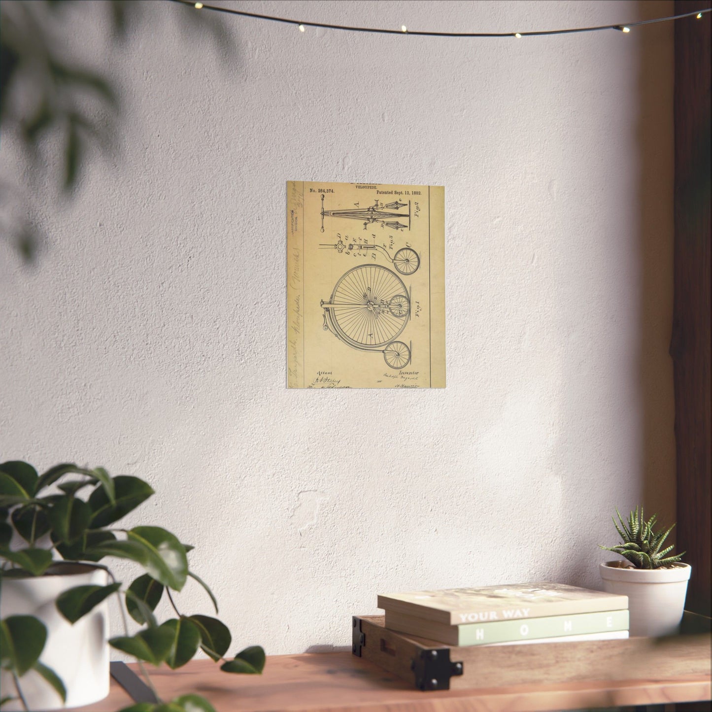 Patent drawing - Drawing of a Velocipede Public domain image High Quality Matte Wall Art Poster for Home, Office, Classroom