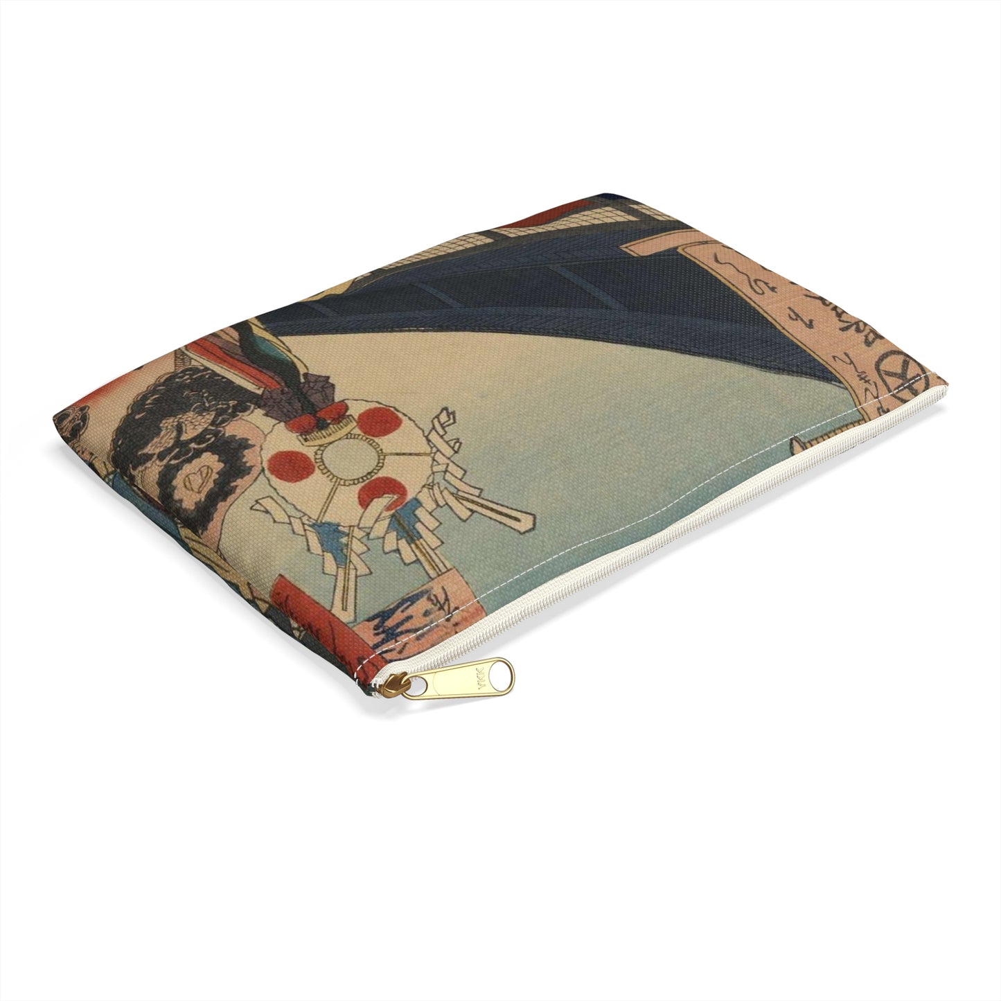 Gajō icchō, Ando Hiroshige - Public domain portrait drawing Large Organizer Pouch with Black Zipper