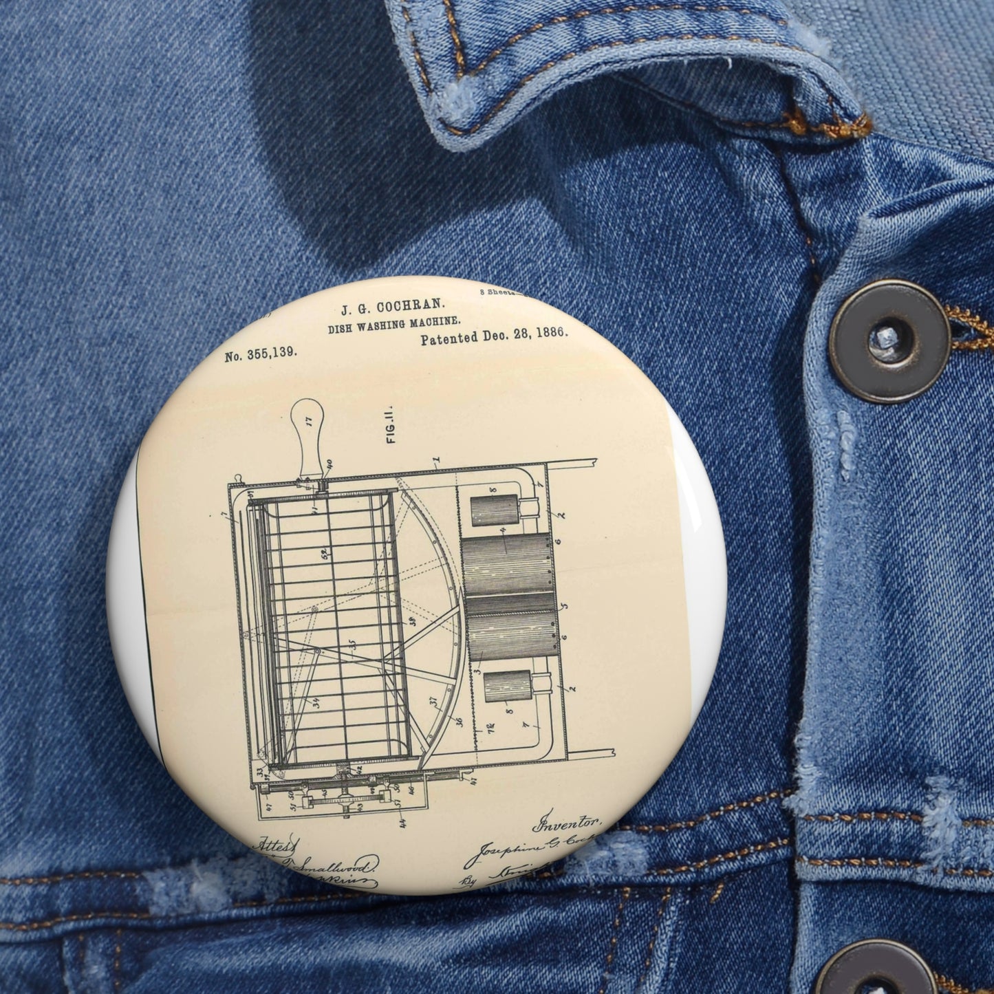 Patent Case File No. 355,139, Dish Washing Machine, Inventor Josephine G. Cochran - DPLA - 1a806ea5879c9a272713bca02da1a760 (page 56) Pin Buttons with Crisp Design