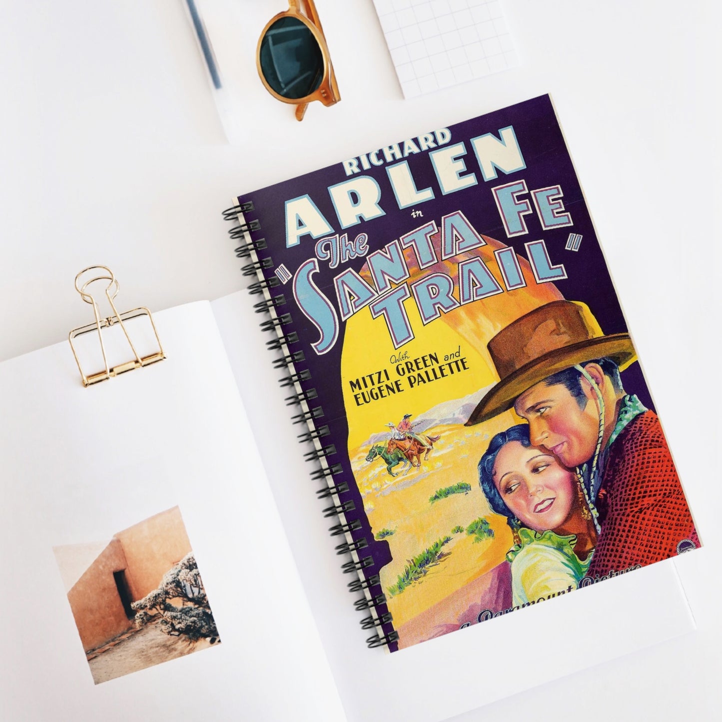 Santa Fe Trail poster, Art Deco Poster Spiral Bound Ruled Notebook with Printed Cover
