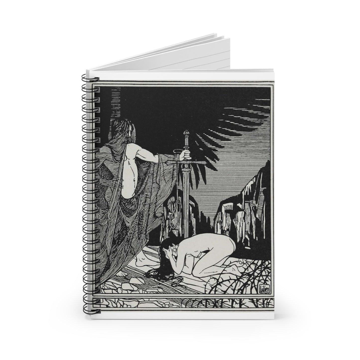 Juda 3 - Art nouveau public domain image Spiral Bound Ruled Notebook with Printed Cover