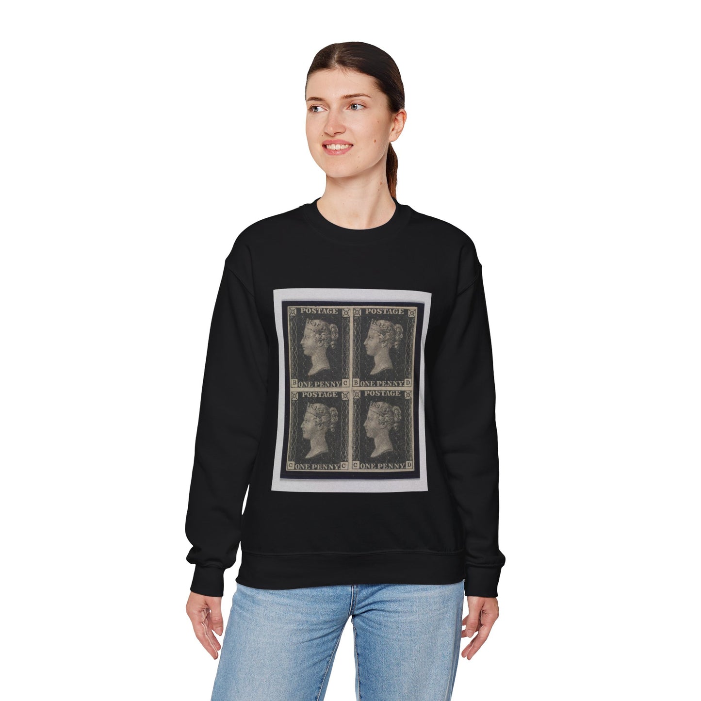 "Penny Black" postage stamps - postal stamp Black Heavy Blend Adult Crew Neck SweatShirt