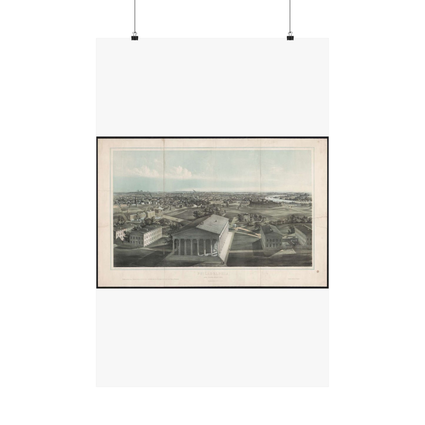 Philadelphia, from Girard College-1850 / J. W. Hill & Smith, del. ; lith. par B. F. Smith Jr. ; printed in tints by F. Michelin. High Quality Matte Wall Art Poster for Home, Office, Classroom