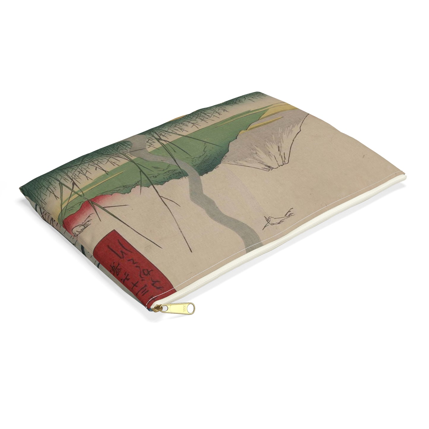 18 - The Sagami River - A painting of a man standing on a boat in a body of water Large Organizer Pouch with Black Zipper