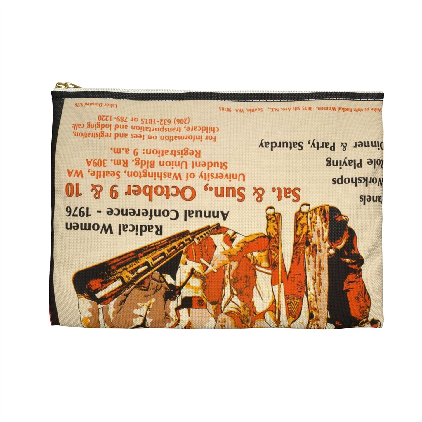 A new era for women workers, minority women and lesbians Large Organizer Pouch with Black Zipper