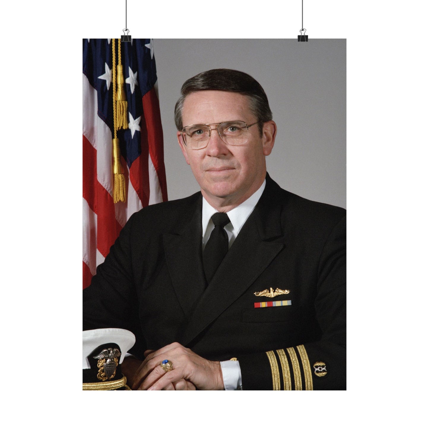 Portrait: US Navy (USN) Captain (CAPT) Charles A. Hougland (uncovered) High Quality Matte Wall Art Poster for Home, Office, Classroom