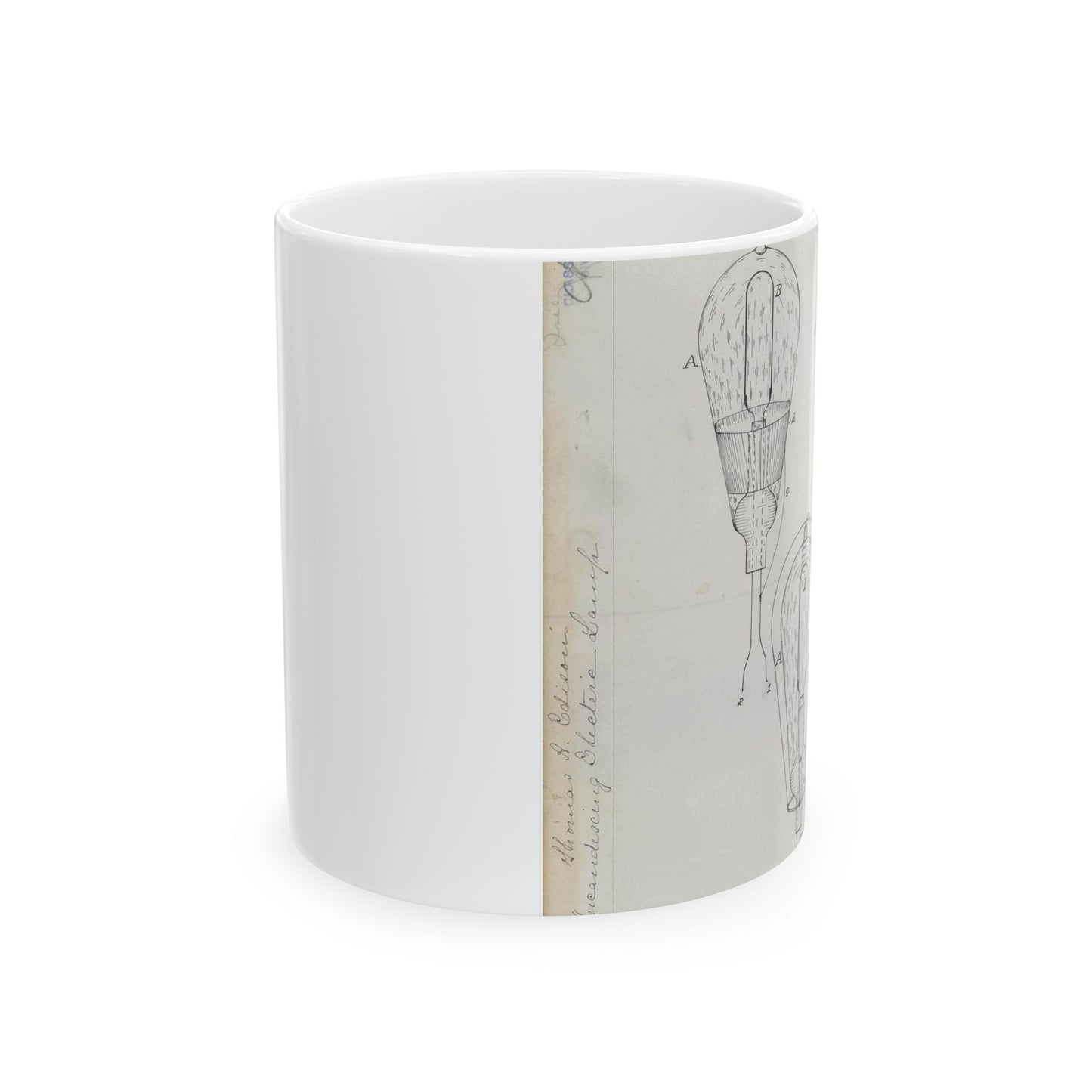 Patent drawing - for T. A. Edison's Incandescing Electric Lamp Public domain image Beautiful Novelty Ceramic Coffee Mug 11oz