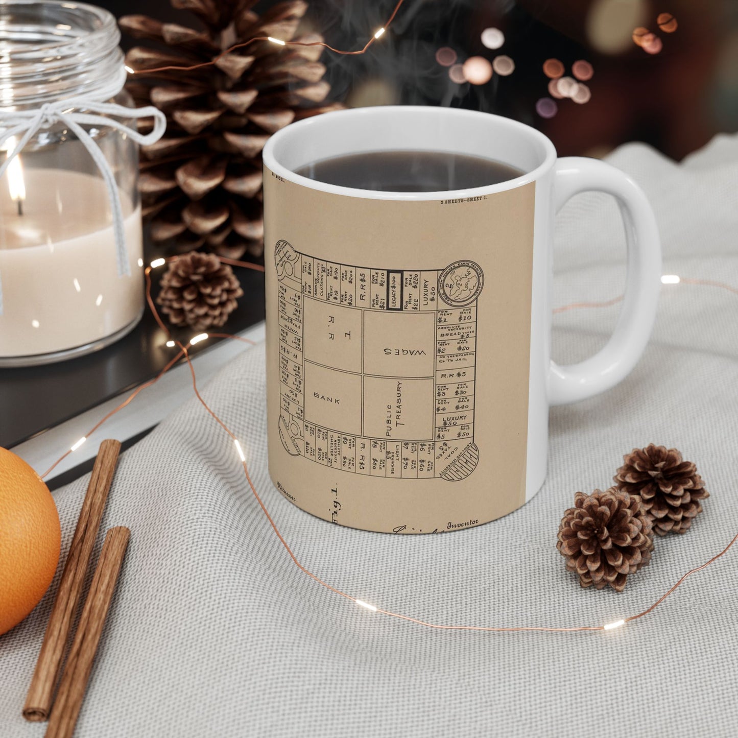 Patent Drawing of Engine - Drawing for a Game Board Public domain image Beautiful Novelty Ceramic Coffee Mug 11oz
