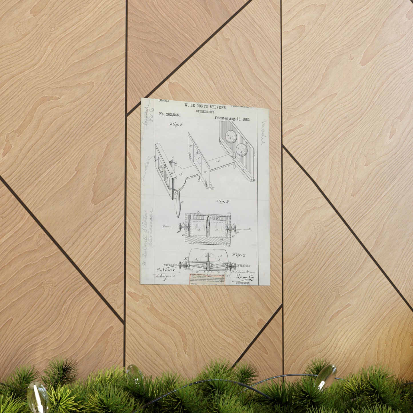 Patent drawing - for W. Le Conte Stevens' Stereoscope Public domain image High Quality Matte Wall Art Poster for Home, Office, Classroom