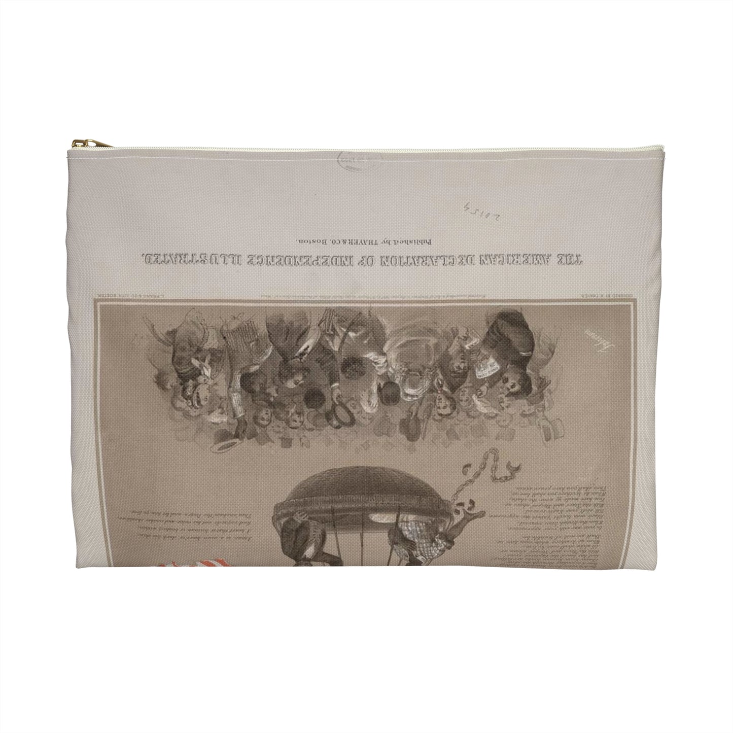 The American Declaration of Independence illustrated / Fabronious ; designed by R. Thayer ; L. Prang & Co. Lith., Boston. Large Organizer Pouch with Black Zipper