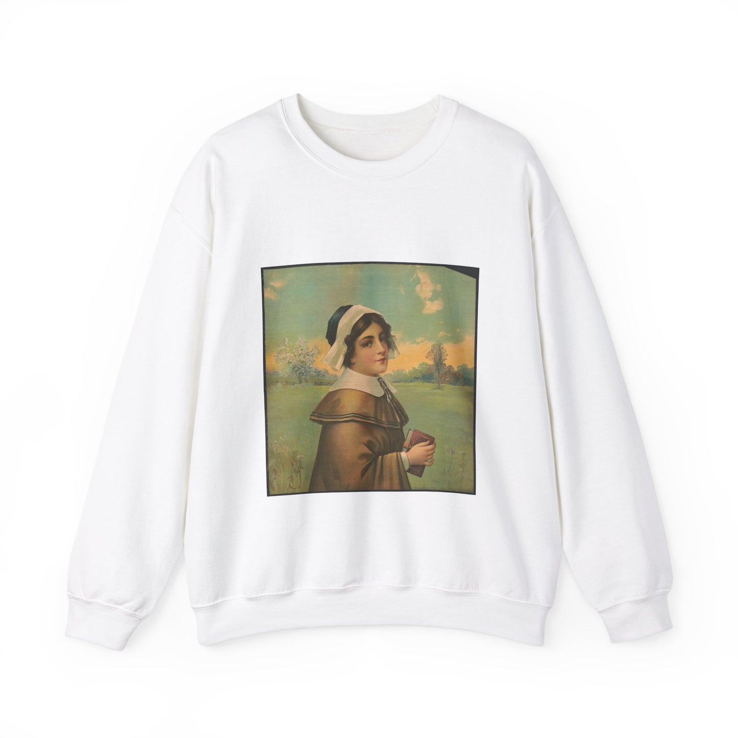 "Puritan girl" - Print, Library of Congress collection White Heavy Blend Adult Crew Neck SweatShirt