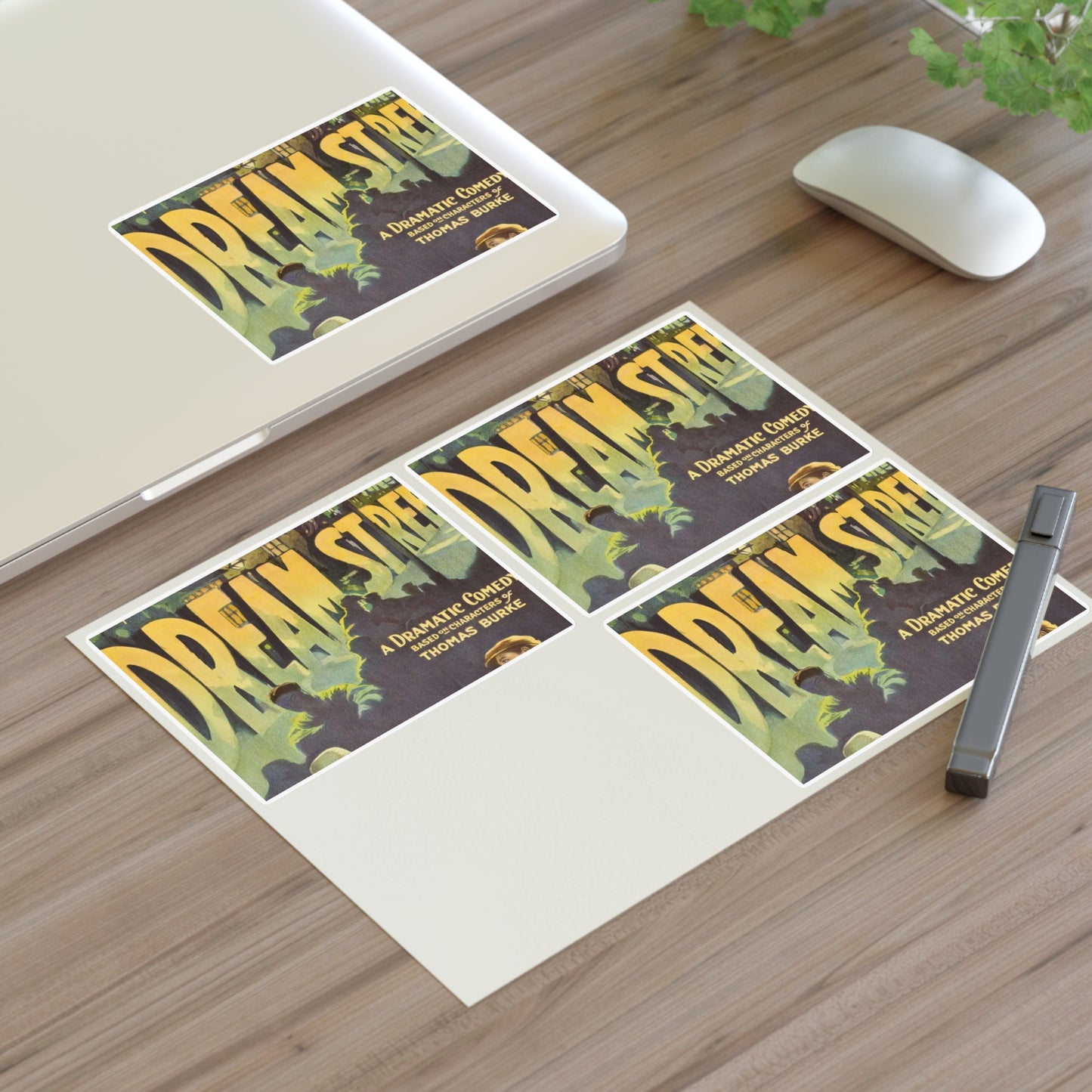 Poster - Dream Street - Public domain lithograph Laminated UV Protective Vinyl Stickers