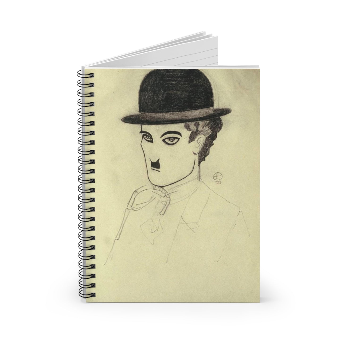 ChaplinSchlesinger - Drawing. Public domain image. Spiral Bound Ruled Notebook with Printed Cover