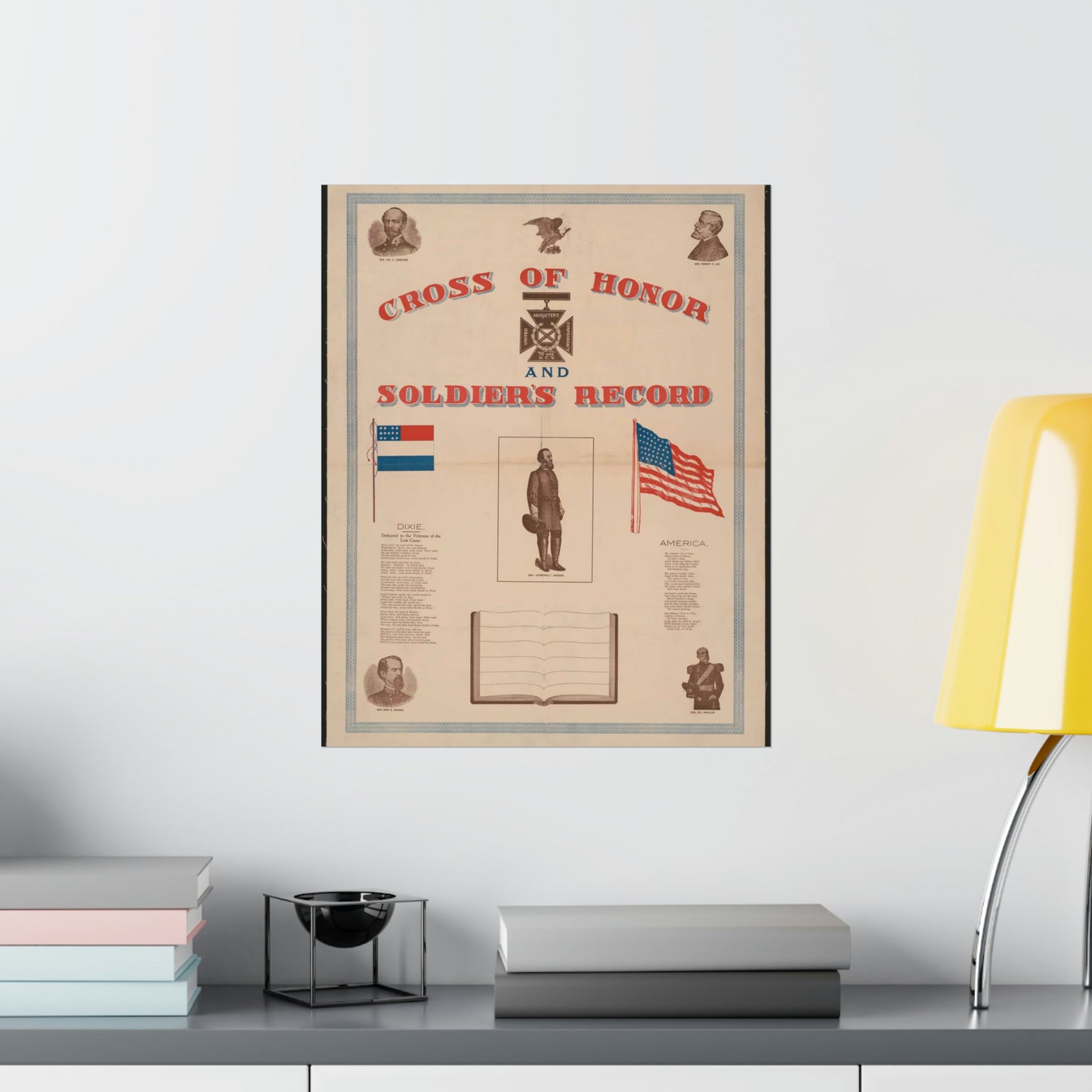 Cross of honor and soldier's record, united daughters confederacy, to the U.C.V High Quality Matte Wall Art Poster for Home, Office, Classroom