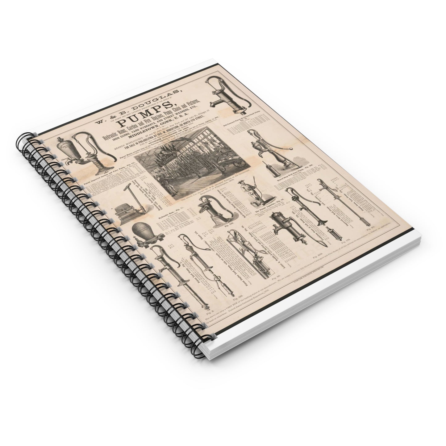 W. & B. Douglas, the oldest and most extensive manufacturers in the world of pumps Spiral Bound Ruled Notebook with Printed Cover