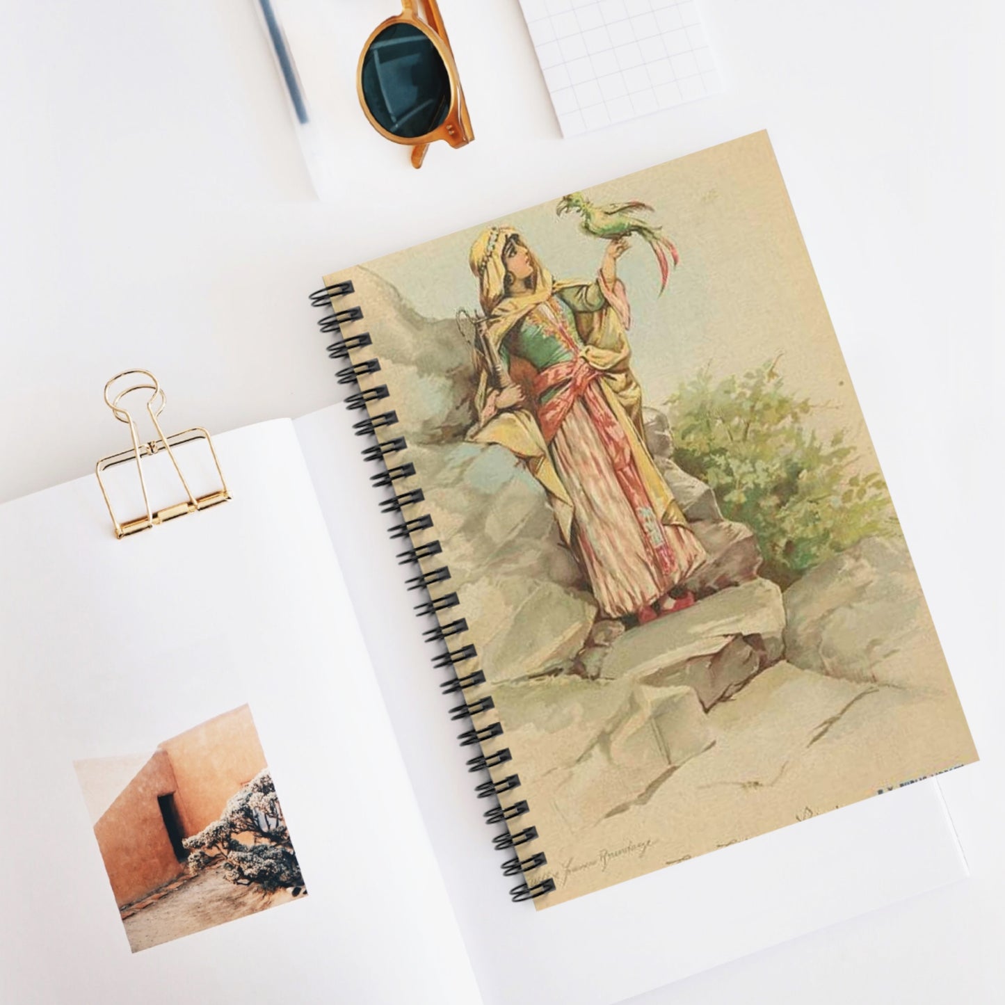 The talking bird. - Drawing. Public domain image. Spiral Bound Ruled Notebook with Printed Cover