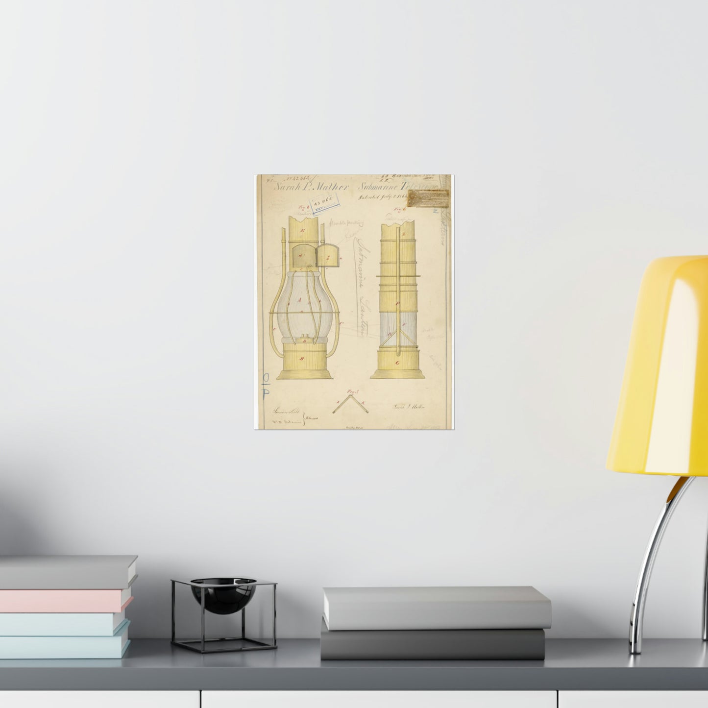 Patent drawing - Drawing of Submarine Telescope Public domain image High Quality Matte Wall Art Poster for Home, Office, Classroom