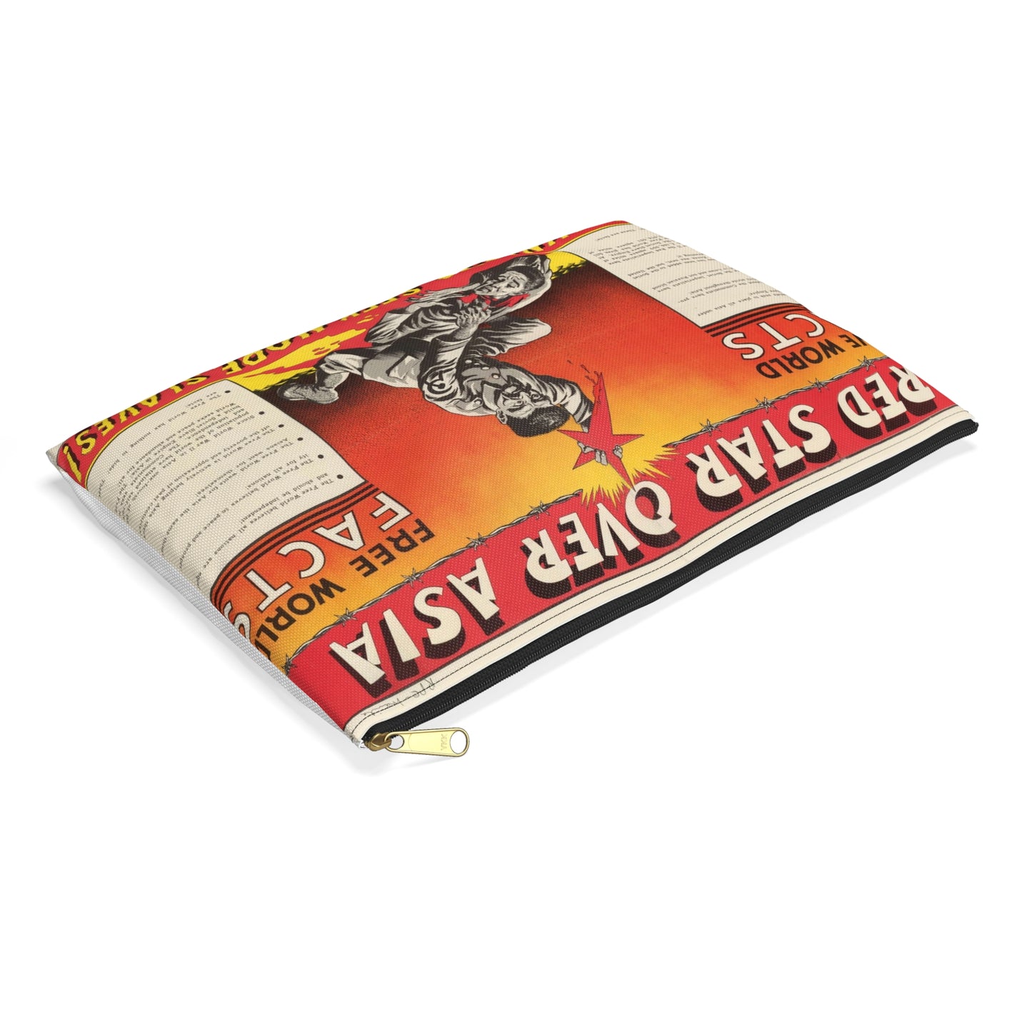 Red Star Over Asia PO-24-E, United States information service propaganda Large Organizer Pouch with Black Zipper