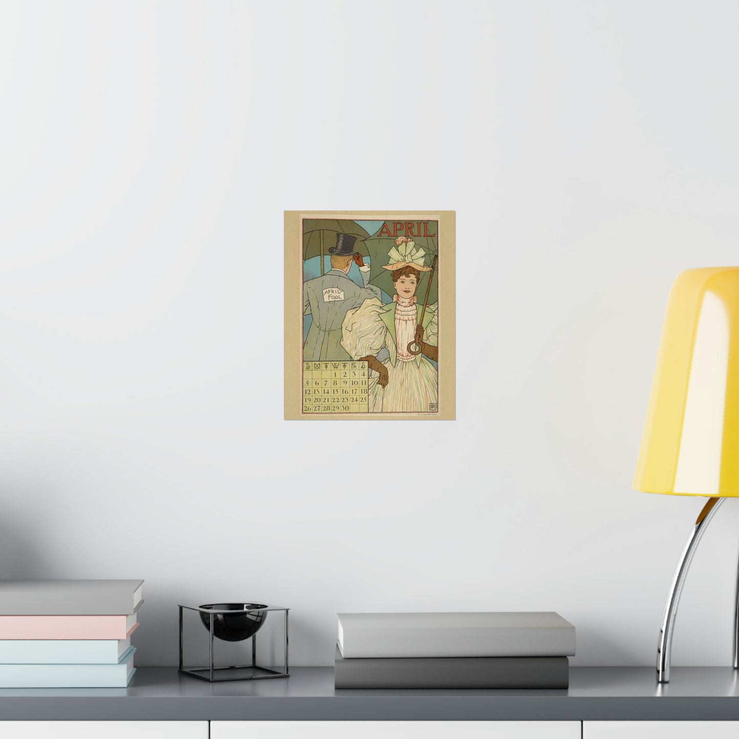 April, Art Nouveau Poster - Art nouveau public domain poster High Quality Matte Wall Art Poster for Home, Office, Classroom