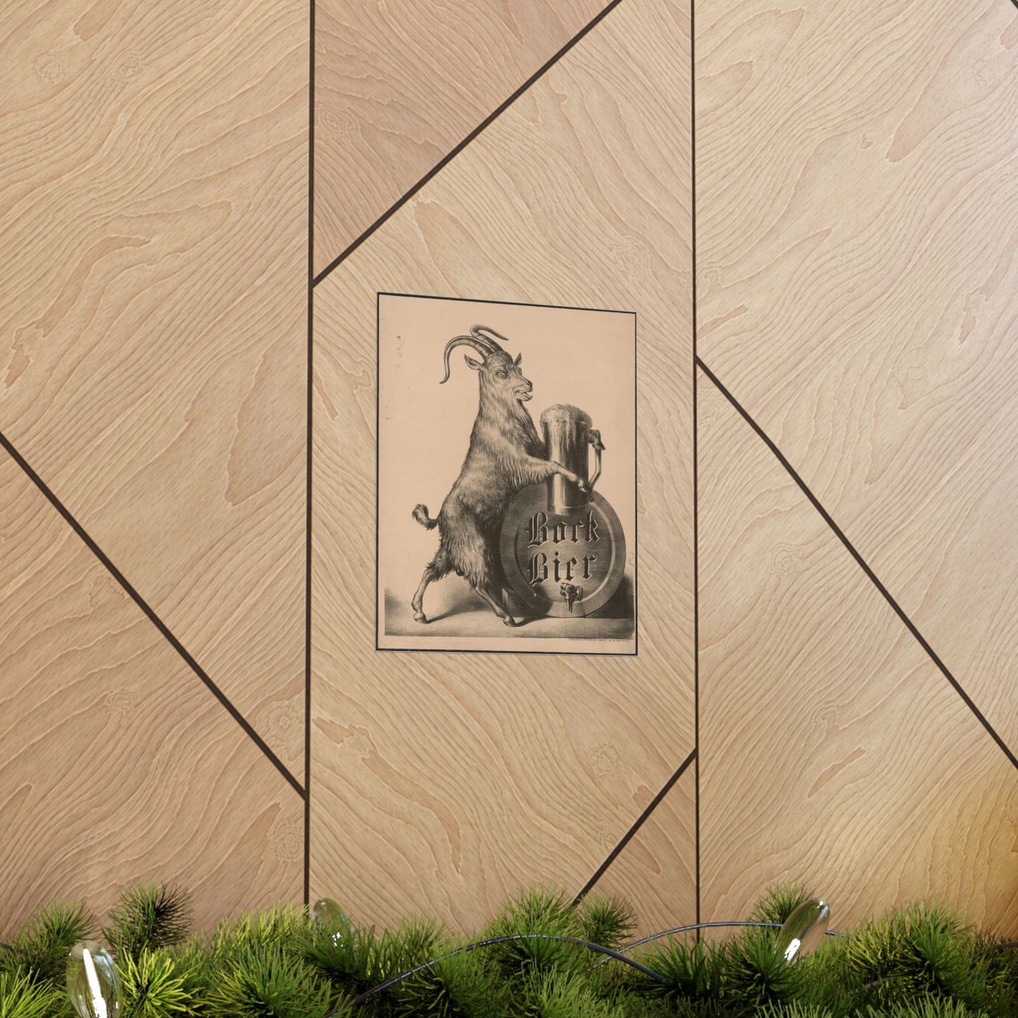 Bock Bier goat on hind legs, holding large mug of beer with front hooves High Quality Matte Wall Art Poster for Home, Office, Classroom